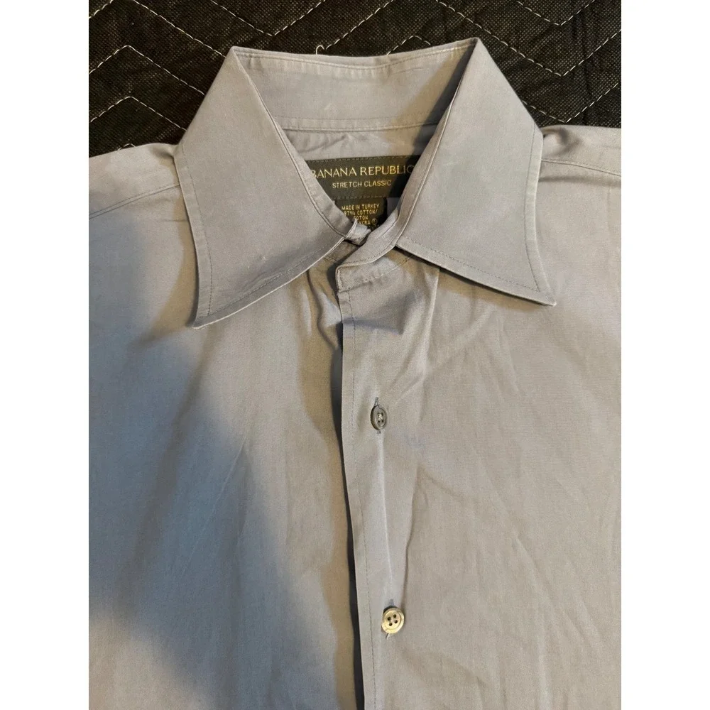 Banana Republic Stretch Classic Button Down Shirt Mens S Blue Grey 112032-11